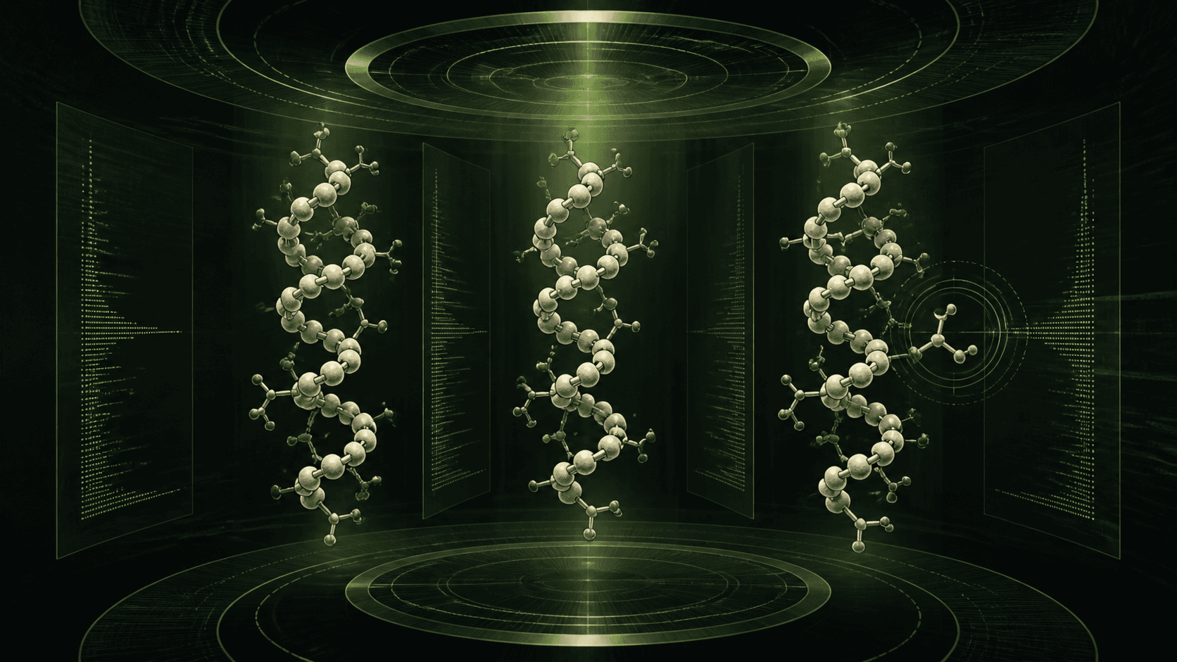 Conceptual comparison of peptide structures inside a molecular quality-control chamber