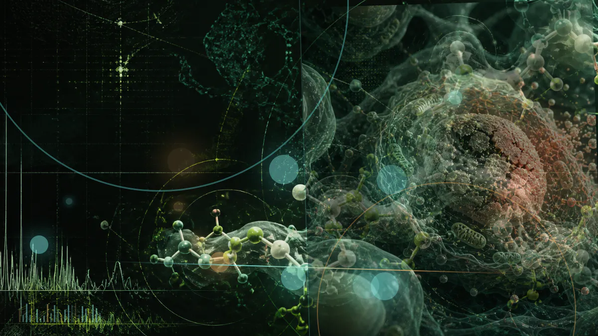 Conceptual biomedical illustration of gentle electrical fields passing between scalp electrodes above an older adult’s brain after surgery