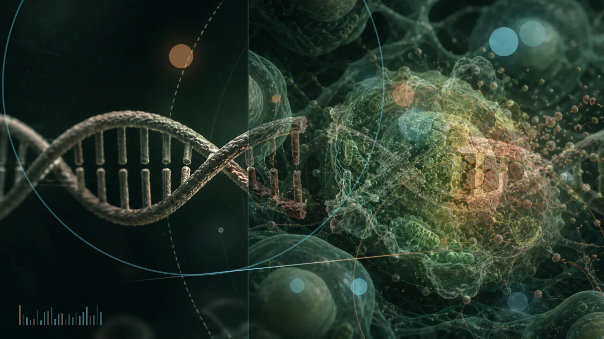 Conceptual illustration of peptide vials undergoing laboratory quality-control inspection