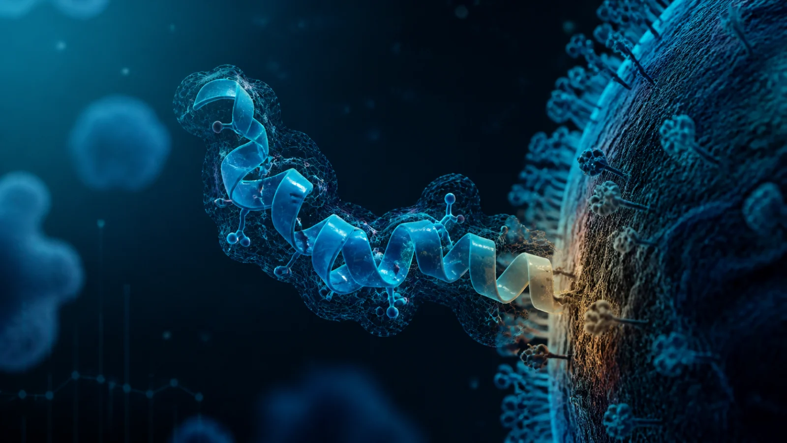 Conceptual peptide helix and immune-cell interface in a clinical research field
